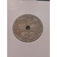 Бельгия 10 сантимов 1939 г. надпись - 'BELGIE - BELGIQUE