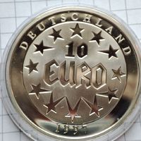 10 ЭКЮ (Евро)Германии 1997 года. Европа на быке.Пруф.(40) мм диаметр монеты.