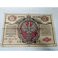 Банкнота 10 марок 1917 , бона с 1 рубля