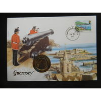 Гернси 5 пенсов 1987 г конверт первого дня КПД