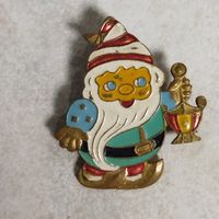 Значок. Брошь. Гном с фонариком. Тяжёлый металл. Клеймо МК7.