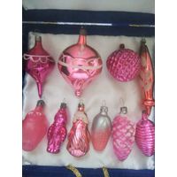 Лот розовых ёлочных игрушек СССР.