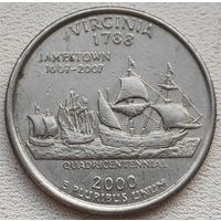 США 25 центов (квотер) 2000 Р Virginia
