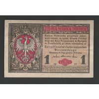 Польша 1 марка 1917 года. Тип Р-8. Zarzad General. Состояние XF-