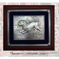 Панно Смольская Татьяна, Кутаев Олег  "Созвездия", гальванопластика, серебрение, кристаллы Сваровски, дуб, 34х39 с рамой. одно панно 800р.