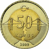 Турция 50 курушей, 2009 UNC