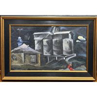 Скрипниченко Г.С "Минский бетонный завод", 1963г. ДСП, масло. Размер 33х55 см