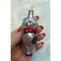 Елочные игрушки, стекло, кот, кошка