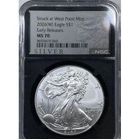 С рубля без мц! 1 доллар 2026 США шагайка MS 70 NGC лимитированный слаб