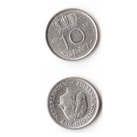 10 центов Нидерланды 1958 года