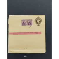 Почтовый конверт. Бразилия. Германия. 1879г. Дофранкированный конверт. Библиотечный архив. Оригинальная розовая архивная наклейка.