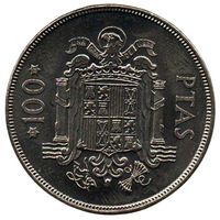 КОРОЛЕВСТВО ИСПАНИЯ. 100 ПЕСЕТ 1975(76). РЕДКАЯ