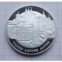 Вильнюс - столица Литвы. Пруф. Серебро 925.