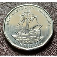 Восточные Карибы 1 доллар, 2017    ( 2-8-7 )