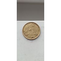 10 центов 1925 года. Литва - Первая Республика (1925 - 1938). Монета не чищена. 45136