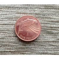 Werty71 Остров Святой Елены и Вознесения 1 пенни 1997 Средний портрет Королевы Рыба Тунец