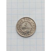 Британская западная Африка 3 пенса Георг V, 1913 г. серебро, нечастая