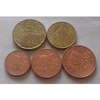 Набор евро монет Франция 2018 г. (1, 2, 5, 10, 20 евроцентов)