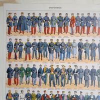 УНИФОРМА .  Энциклопедическая гравюра. нач.20в.  ХРОМОЛИТОГРАФИЯ 32х24см.       Франция.