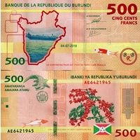 Бурунди 500 франков образца 2018 года p50