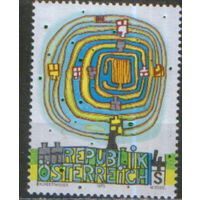 Полная серия из 1 марки 1975г. Австрия "Современное искусство. Фриденсрайх Хундертвассер "Спиральное дерево" MNH