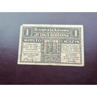 ПОЛЬША 1 крона 1919 Щецин Cieszyn Teschen