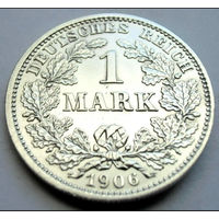Германская империя, 1 марка, 1906 D, AU