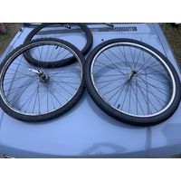 Отличный комплект колёс на 26 см ! для ПЕРВЫХ -конца 40-х, взрослых мужских и женских велосипедов! заднее вообще немецкое