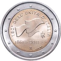 2 евро 2011 Италия 150 лет объединению Италии UNC из ролла