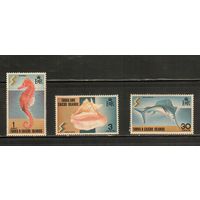 Тёркс и Кайкос-1971(Мих.274-277) , **  ,  Морская  Фауна , Раковины, Рыбы
