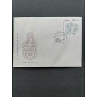 Польша 1991 КПД с маркой "500 лет изготовлению бумаги в Польше" (спецгашение) Mi.3337 каталог 0.80 евро