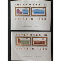 ГДР 1965 Два блока Mi.23 и Mi.24 "Международная выставка почтовых марок "INTERMESS III" в Лейпциге" (чистые** на одном блоке есть прогиб листа) марки Mi.1126-1129 каталог 6.00 евро