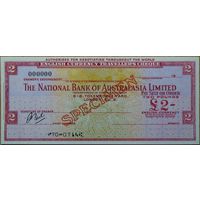 Австралия 2 Дорожных чека The National Bank of Australasia Limited 2 и 50 фунтов 1960-ых г. Образец aUNC