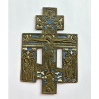 Распятие с предстоящими эмаль, Сохран!!! 19 век. Оригинал