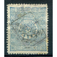 Османская Империя (Турция) - 1892г. - герб и тугра Абдул Хамида II, перевёрнутая надпечатка IMPRIME, 1 Pia - 1 марка - гашёная [Mi 76]. #4-W2-136-A-1