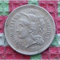 США 3 (III) цента 1886 года. Предложи свою цену или обмен!