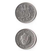 25 центов Нидерланды 1969 года