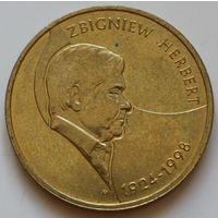 Польша 2 злотых 2008 год "10 лет со дня смерти Збигнева Херберта"