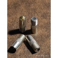 Переходник гнездо F-штекер ТВ, 4 шт