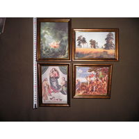 Жан Оноре Фрагонар,И.И.Шишкин,Рафаэль,Тициан,реп родукции(ткань дублирована на картон)в рамках.Новое!С рубля.