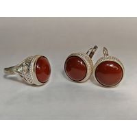 Серьги и Кольцо серебро 925 пр. Размер 19 мм. С рубля.