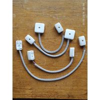 Контактные коробки соединенные проводом в оплётке 20 и 40см, 4 штуки