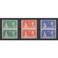 137.BrKS. Великобритания. Колонии.  Кения,  Уганда и Танганьика. Коронация Георга VI и Елизаветы. 1937 г. Полная серия. Пары. Mi.##49-51. MNH.