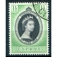 Британские колонии - Кипр - 1953г. - коронация королевы Елизаветы II - 1 марка - полная серия, гашёная [Mi 163]. #2-Bc-40-A-1
