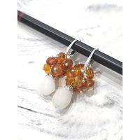 Серьги балтийский янтарь с агатом в серебре