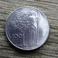 Werty71 Италия 100 лир 1978 Минерва стоит с оливковым деревом