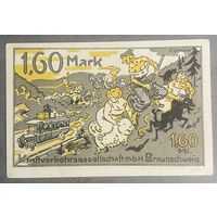 Нотгельд , 1.60 марки , Брауншвейг 1921 год Веймарская республика
