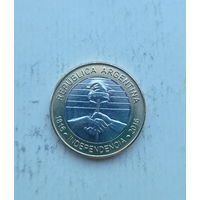 Аргентина 2 песо 2016 год 200 лет независимости Аргентины 1816-2016 биметалл