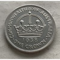 Австралия 1 крона 1938 Георг VI Король Великобритании и Северной Ирландии - серебро 0,925 пробы 28,28 гр., редкая!