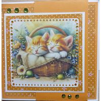 О-11. ПОДПИСАННАЯ ОТКРЫТКА. НИДЕРЛАНДЫ. ОТКРЫТКА РУЧНОЙ РАБОТЫ. КОТЫ.